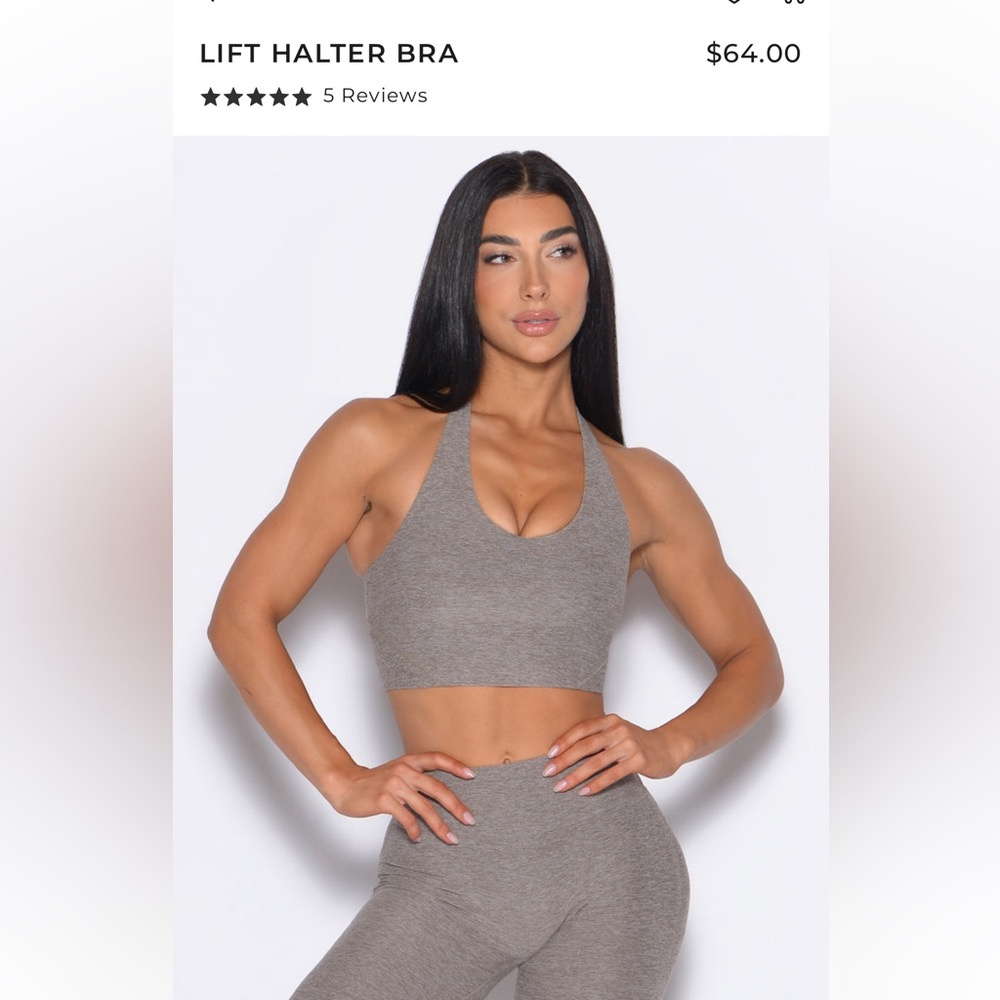 Bombshell Sportswear smoked taupe Lift Halter Bra